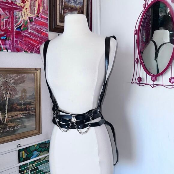 Hot Topic Tops - Hot topic faux leather corset strappy harness